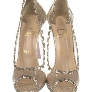 Christian Louboutin Gold and Clear Heels